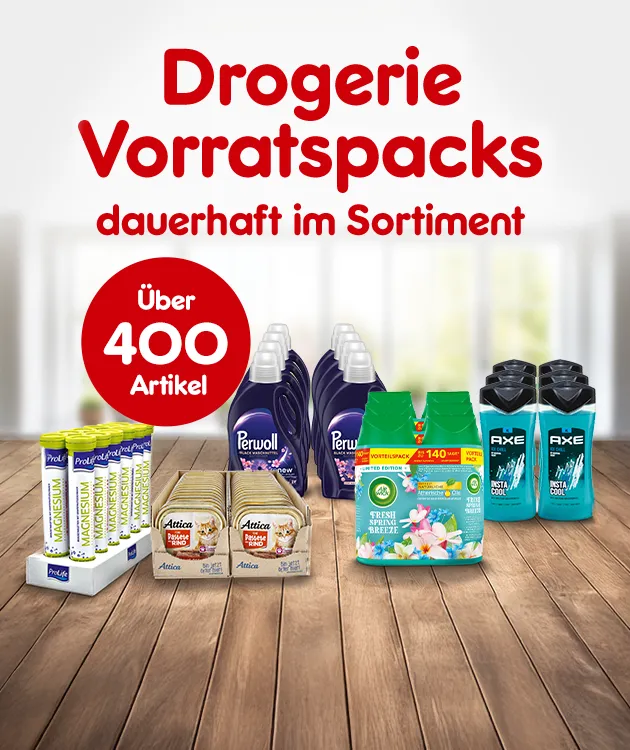 Drogerie Vorratspacks dauerhaft im Sortiment. &Uuml;ber 400 Artikel bei Netto Online