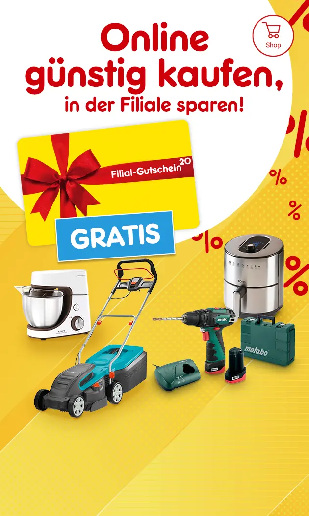 Starke Deals mit gratis Filialgutschein bei Netto-Online mit Hochzahl 20, der auf die rechtlichen Hinweise verweist.