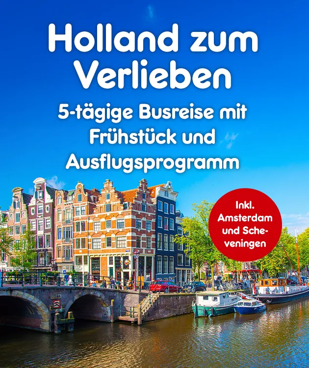 Holland zum Verlieben mit 5 t&auml;giger Busreise und Fr&uuml;hst&uuml;ck sowie Ausflugsprogramm bei Netto Markendiscount
