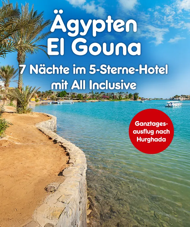 &Auml;gypten El Gouna mit 7 N&auml;chten im 5 Sterne Hotel und All inklusive und einem Ganztagesauflug nach Hurghada