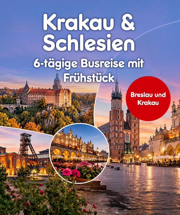 6-t&auml;gige Busreise mit Fr&uuml;hst&uuml;ck, Breslau und Krakau bei netto Reisen