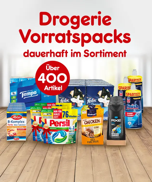 Drogerie Vorratspacks dauerhaft im Sortiment mit &uuml;ber 400 Artikeln bei Netto Online