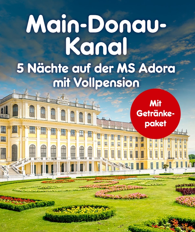 main donau kanal. 5 n&auml;chte auf der ms Adora mit vollpension sowie getr&auml;nkepaket bei Netto-Online.