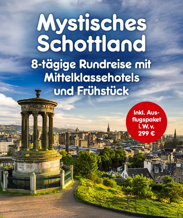 Mystisches Schottland in einer acht t&auml;gigen Rundreise mit Mittelklassehotels und Fr&uuml;hst&uuml;ck und Ausflugspaket im Wert von 299 Euro bei Netto Online