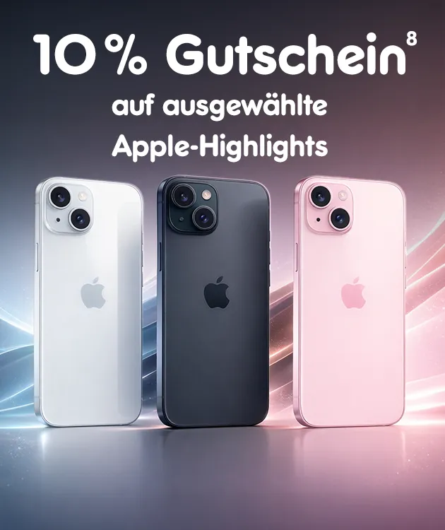 10 Prozent Rabatt auf ausgew&auml;hlte Apple-Highlights bei Netto Online, mit Hochzahl 8 die auf rechtliche Hinweise verweist