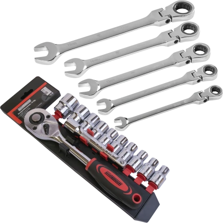 Gabel- und Ratschenringschlüssel Set oder Steckschlüssel Set