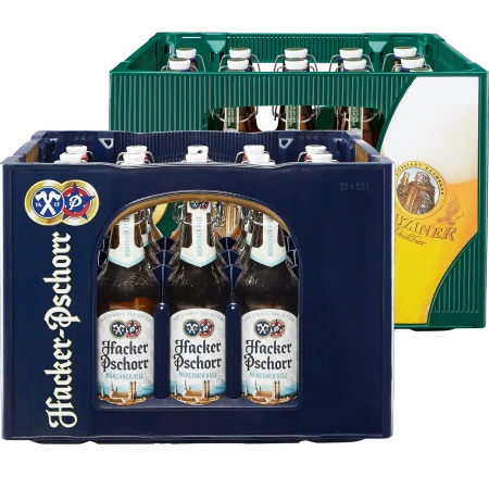 Hacker Pschorr Münchner Hell oder Kapuziner Weißbier Naturtrüb