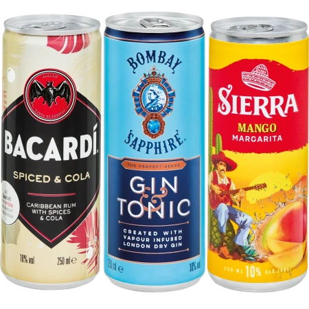 Ready to Drink Bacardi, Bombay, Sierra