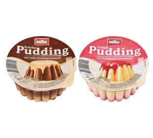 Müller Pudding mit Soße